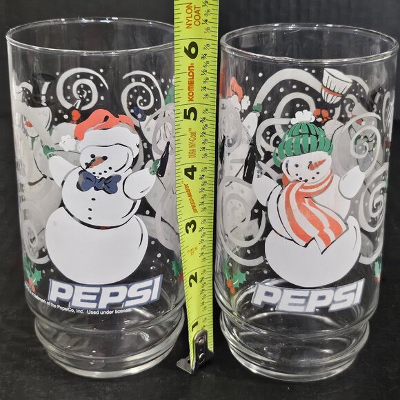 Vintage Pair of Pepsi Snowman Tall Drinking Glasses 10 Ounce - Picture 6 of 7
